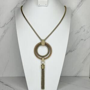 Chico's Tassel Circle Pendant Gold Tone Necklace ✨